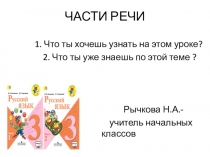 Презентация по русскому языку Части речи 3класс