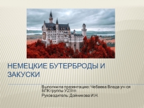 Презентация по МДК 02.01. на тему  Закуски и бутерброды Германии