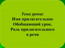 Презентация к уроку Имя прилагательное - обобщающий урок