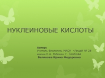Презентация по биологии на тему: Нуклеиновые кислоты(10 класс)