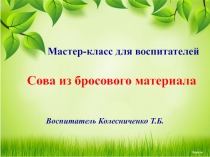 Мастер-класс для воспитателей. Сова из бросового материала.