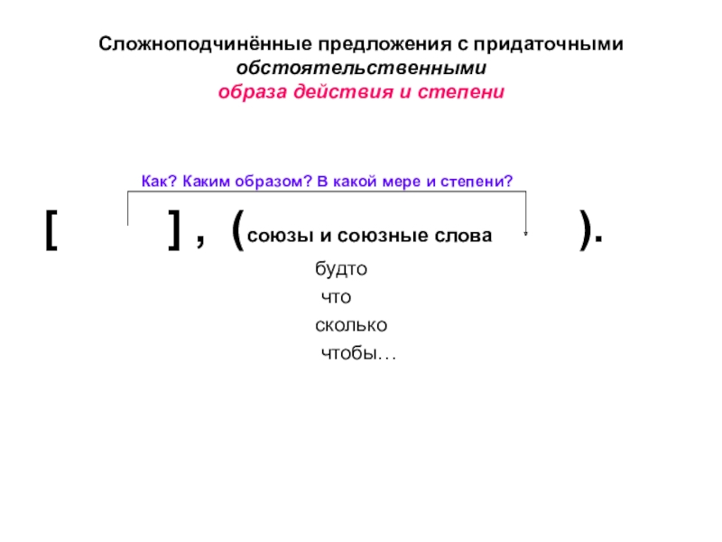 Предложения образа действия. Схема предложения с придаточным образа действия. Придаточное меры и степени схема. Сложноподчиненное предложение с придаточным. Сложноподчиненное предложение с придаточным обстоятельственным.