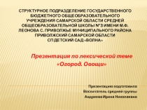 Презентация по познавательному развитию на тему Огород. Овощи.