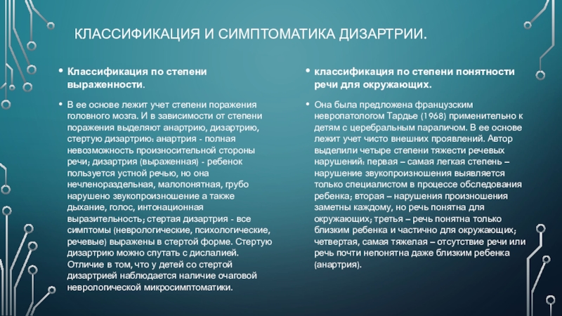 Исследования стертой дизартрии. Классификация дизартрии по степени выраженности. Степени дизартрии.