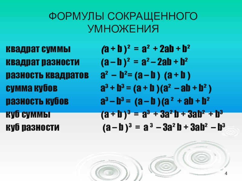 Разность кубов формула сокращенного. Формула разности квадратов 7 класс Алгебра. Формулы сокращенного умножения квадрат суммы и квадрат разности. Сумма квадратов формула сокращенного умножения. Формулы сокращенного умножения квадрат.