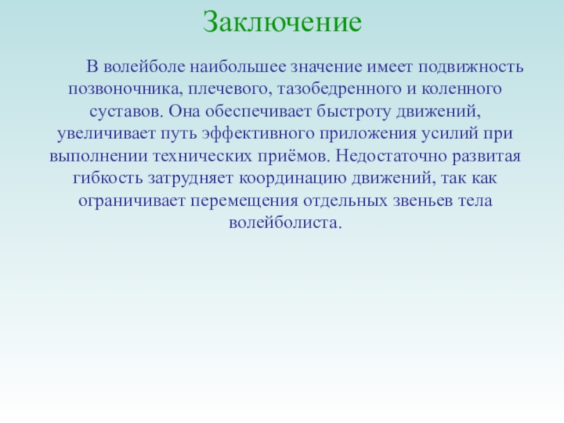 Заключение про волейбол проект