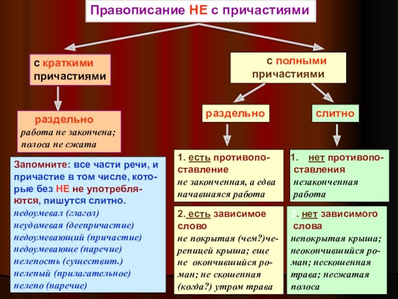 Схема не с причастиями