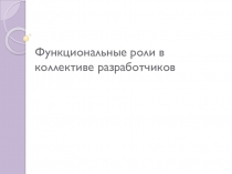 Функциональные роли в коллективе разработчиков