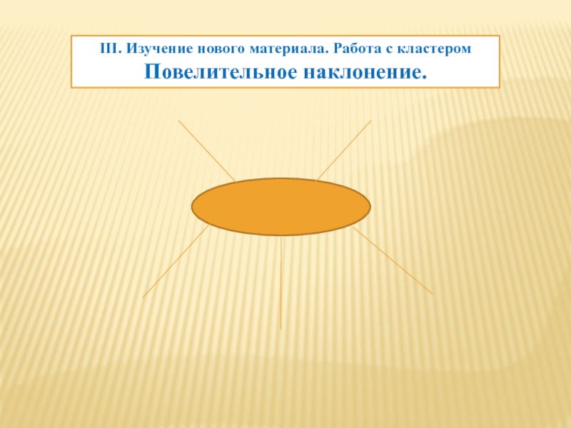 III. Изучение нового материала. Работа с кластеромПовелительное наклонение.