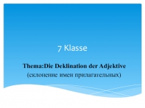 Презентация к уроку немецкого языка в 7 классе по теме: Окончания прилагательных. Развитие навыков письма и говорения.