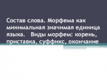 Презентация по русскому языку Морфемика. Состав слова.