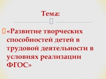 Развитие творческих способностей учащихся на уроках технологии в условиях реализации ФГОС