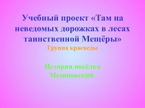 Презентация Истории поселка Мезиновского Владимирской области Гусь-Хрустального района