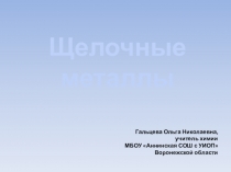 Разработка урока Щелочные металлы