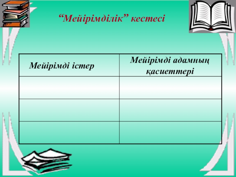 Мейірімділік жүректен презентация