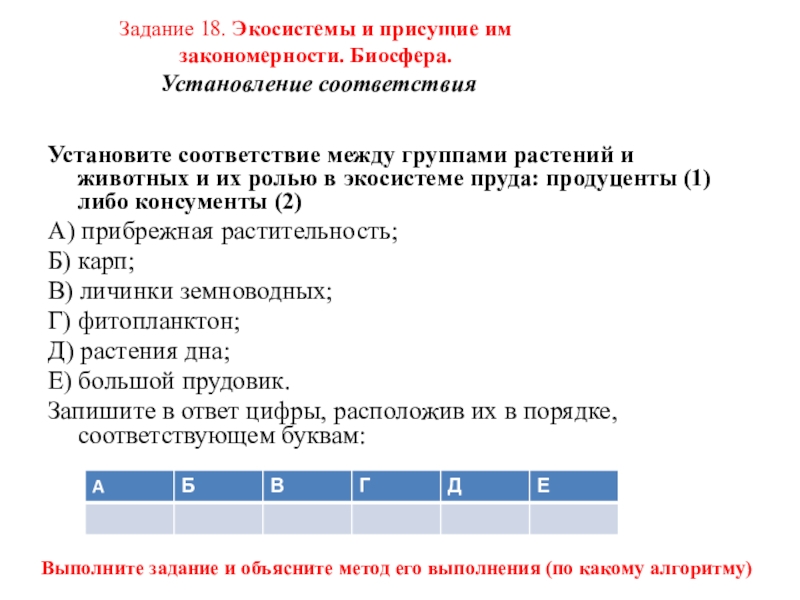 Задание 18. Экосистемы и присущие им закономерности. Биосфера.