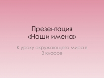 Презентация по окружающему миру на тему Наши имена (3 класс)