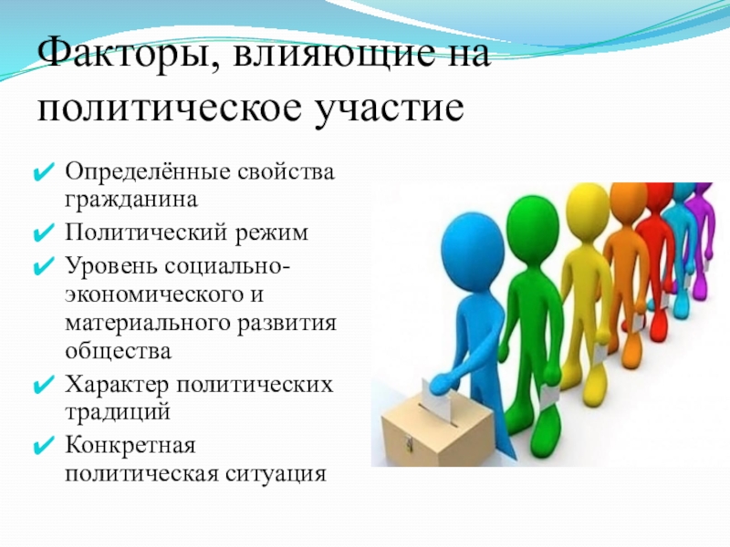Участие граждан в жизни россии. Факторы влияющие на политическое участие. Факторы влияющие на политическое участие граждан. Факторы влияющие на Полит участие. Факторы которые влияют на политическое участие.
