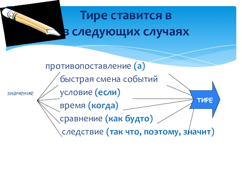 Быстрая смена событий тире