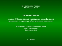 Работа классного руководителя по профилактике девиантного поведения детей во временном коллективе