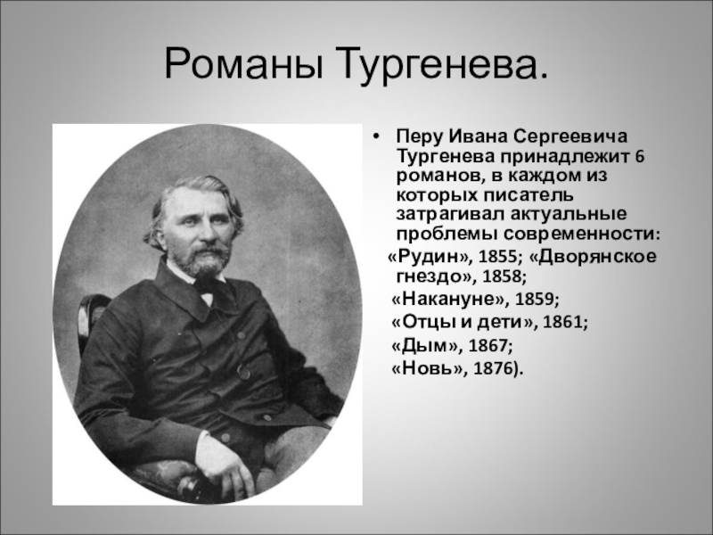 Тургенев имя. Иван Сергеевич Тургенев романы 6 Романов. 4 Романа Тургенева. Тургенев Иван Сергеевич презентация. Иван Тургенев биография.