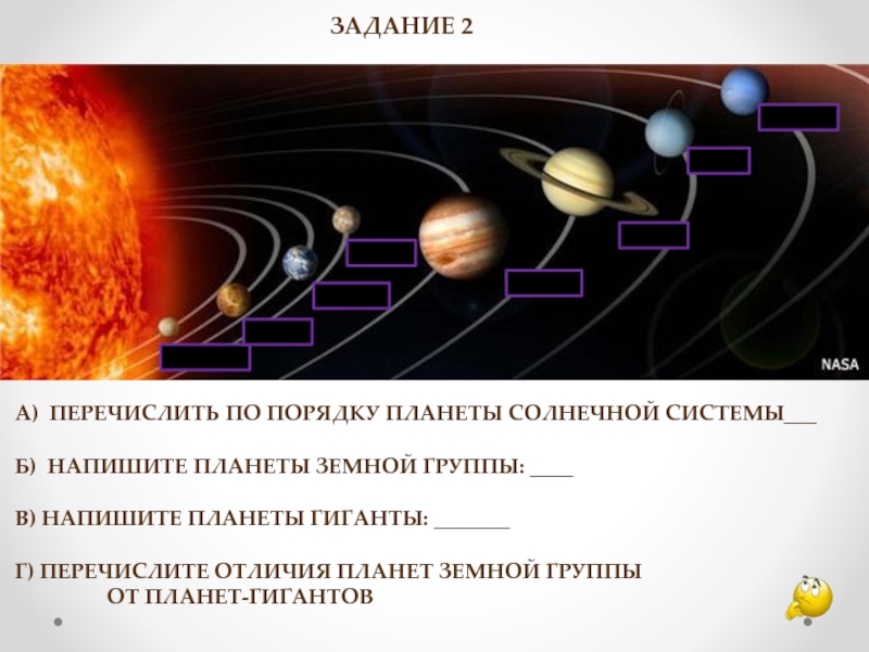 А) Перечислить по порядку планеты Солнечной системы___Б) напишите планеты земной группы: ____В) напишите планеты Гиганты: _______Г) Перечислите