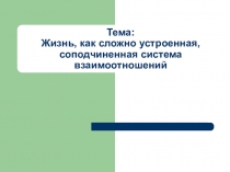 Жизнь, как сложно устроенная, соподчиненная система взаимоотношений