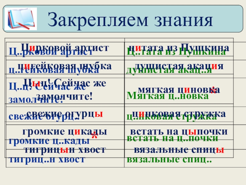 Буквы и ц после ц презентация 5 класс