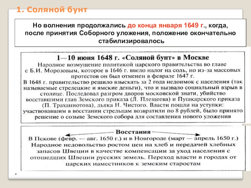 Охарактеризуйте события соляного бунта по плану 7 класс