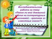 Исследовательская работа на тему Похож ли мой домашний кролик на литературных персонажей - кроликов из известных сказок ученицы 3 класса МДСОШ №2