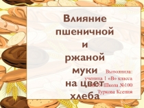 Презентация Влияние пшеничной и ржаной муки на цвет хлеба