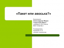 Презентация творческого проекта по технологииАвоська