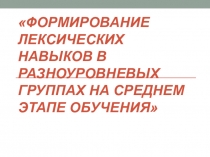 Формирование лексических навыков в разноуровневых группах на среднем этапе обучения