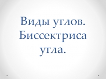 Презентация по математике Виды углов. Биссектриса угла.