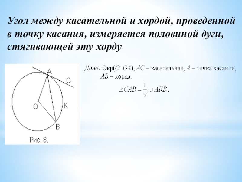 Рисунок угол между касательной и хордой