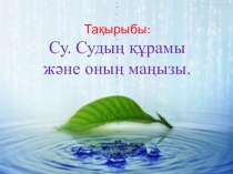 Су. Судың маңызы тақырыбына презентация