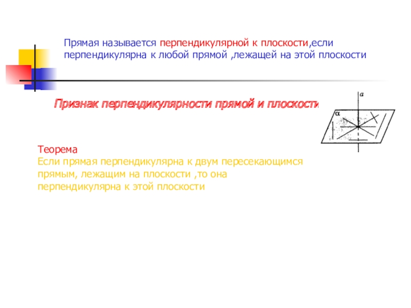 Прямая перпендикулярна плоскости если она