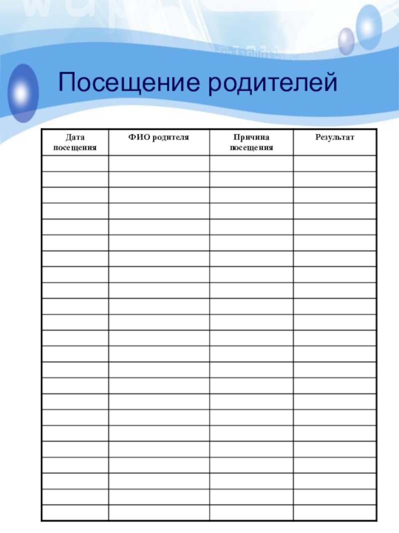 Форма посещения. Лист посещения. Список родителей. Листы регистрации посещения. Лист учета посещаемости родительских собраний.