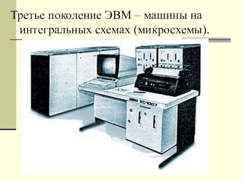 1964г разработан компьютер 3 го поколения с применением электронных схем