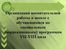 Организация воспитательной работы в школе с обучающимися по специальным (коррекционным) программам 7-8 вида