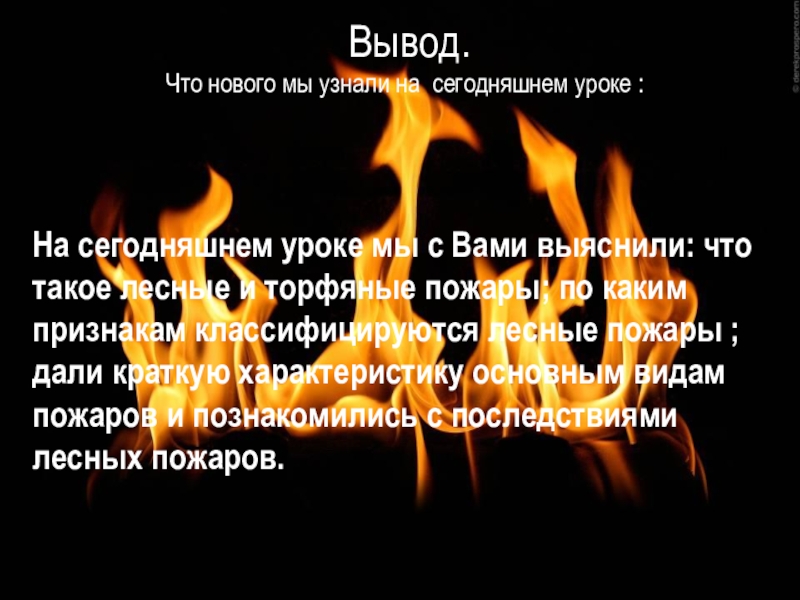 Презентация лесные и торфяные пожары и их характеристика презентация 7 класс