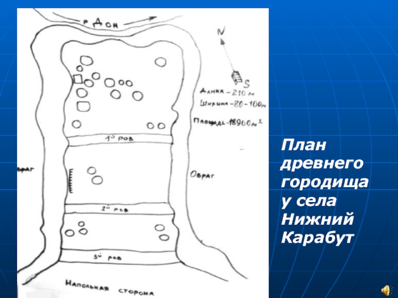 План древнего городища у села Нижний Карабут