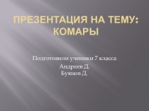 Презентация по технологии на тему: Комары -насекомые