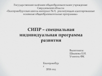 Презентация Содержание СИПР - специальной индивидуальной программы развития