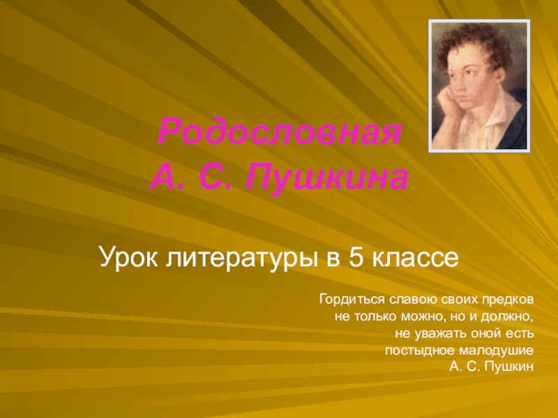 Презентация Презентация по литературе на тему Родословная Пушкина