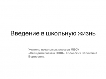 Введение в школьную жизнь.