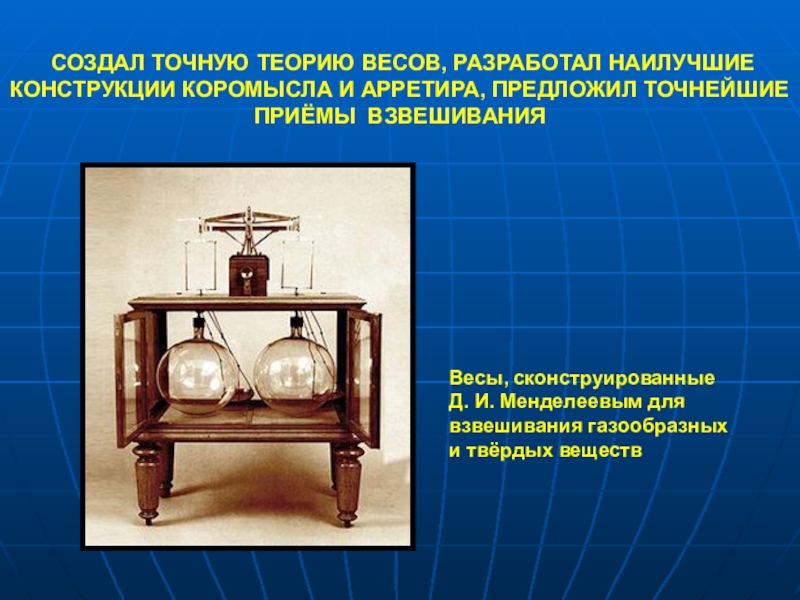 Что придумал менделеев. Менделеев теория весов. Весы для взвешивания газообразных веществ Менделеева. Арретир Менделеева. Аналитические весы д.и.Менделеева.