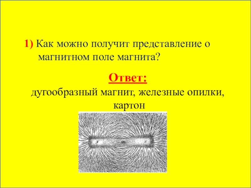 Рассмотрите изображение магнитных полей между полюсами магнитов полученные с помощью железных опилок