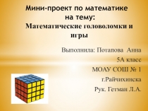 Презентация по математике мини-проект на тему Математические головоломки и игры