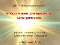 Презентация по окружающему миру на тему Откуда в наш дом приходит электричество (1 кл.)